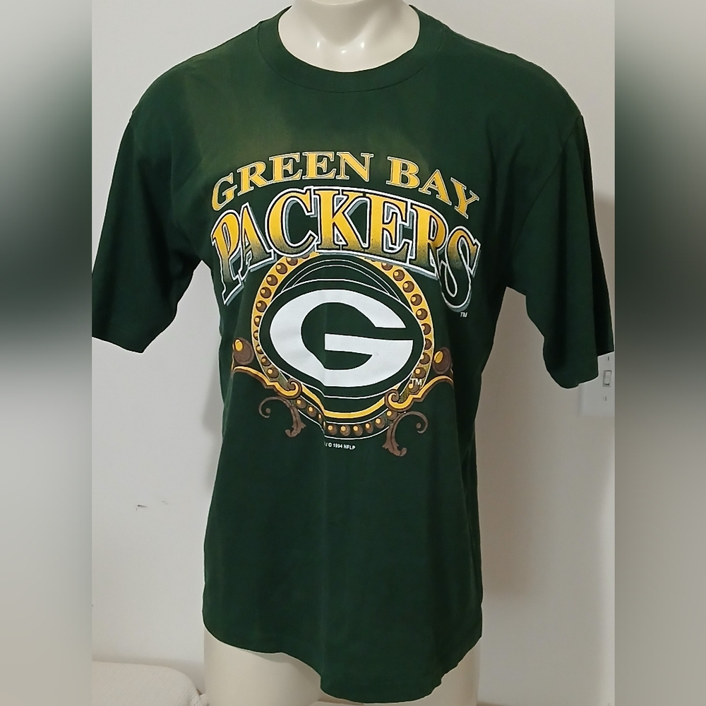 Vintage Green Bay Packers Single Stitch Logo Print Short Sleeve T - Shirt XL